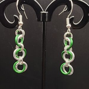 Chic Green and Silver Chain Earrings Perfect For St.Patricks Day
